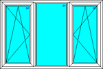 Ritnign på kombination av fast fönster och två stycken en-lufts dreh-kipp fönster